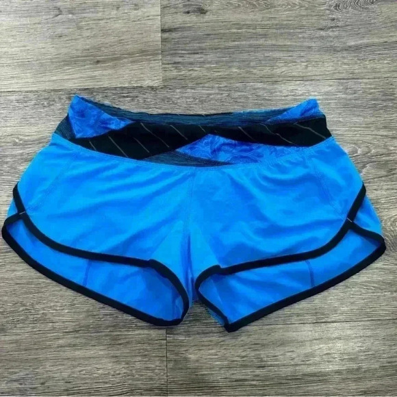Pants - Lululemon Women Run Speed Short Blue Cornflower Black Quilt